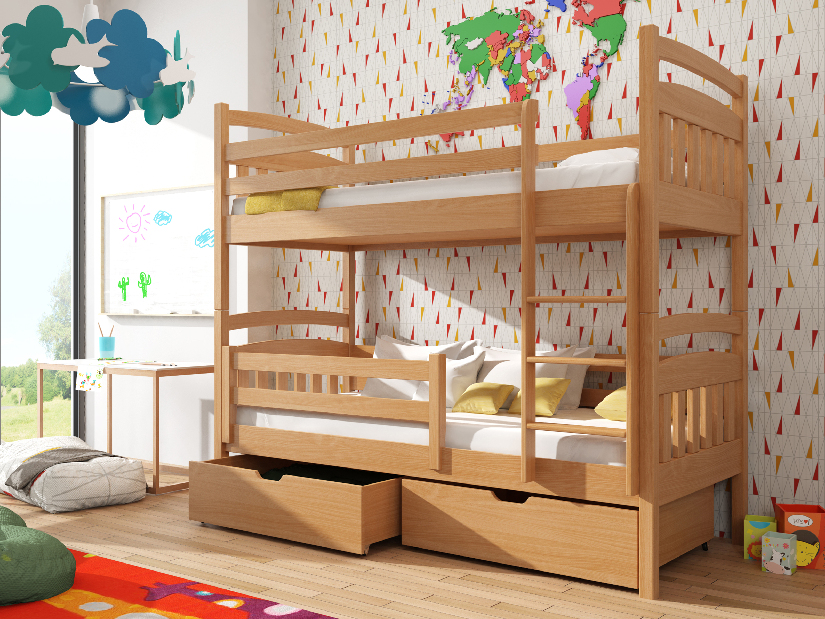 Dětská postel 80 cm Galvin (s roštem a úl. prostorem) (buk)