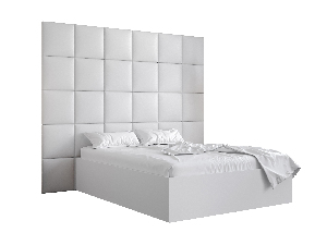 Manželská postel s čalouněným čelem 160 cm Brittany 3 (bílá matná + bílá) (s roštem)