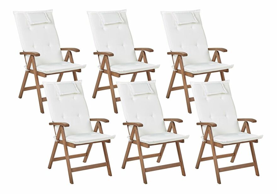 Set 6 ks zahradních židlí Amati (tmavé dřevo + krémová)
