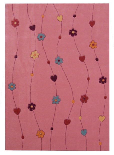 Ručně všívaný koberec (tuftovaný) Bakero Kids Flowers Pink 
