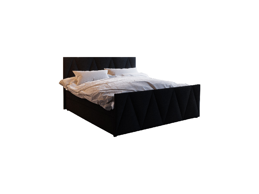 Manželská postel Boxspring 180 cm Milagros 3 (černá) (s matrací a úložným prostorem)
