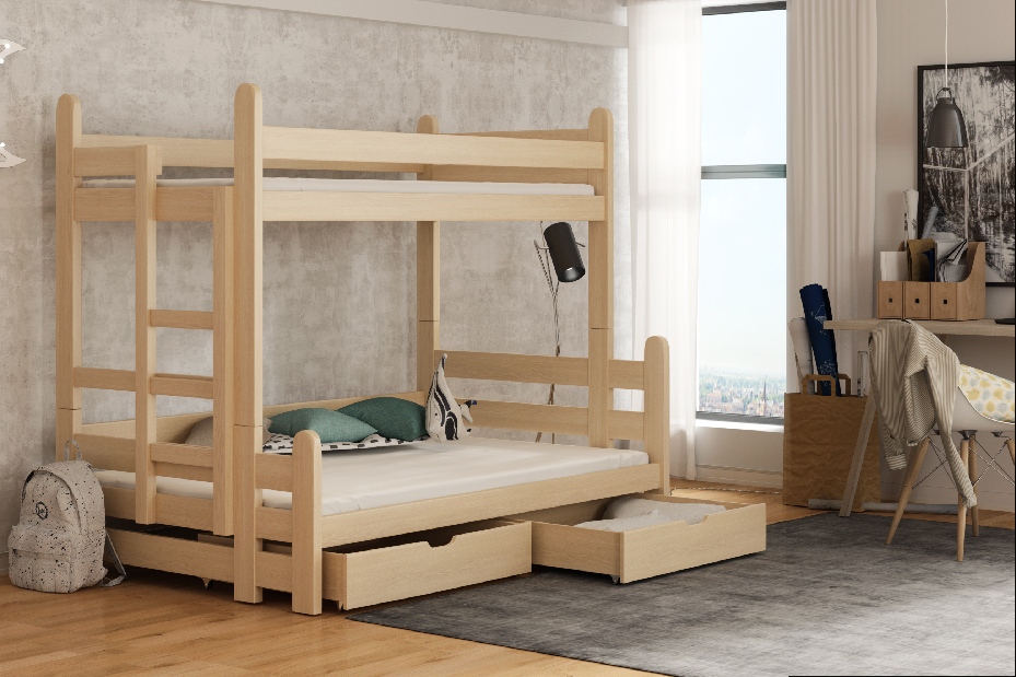 Dětská postel 90 cm BIVI (s roštem a úl. prostorem) (borovice)