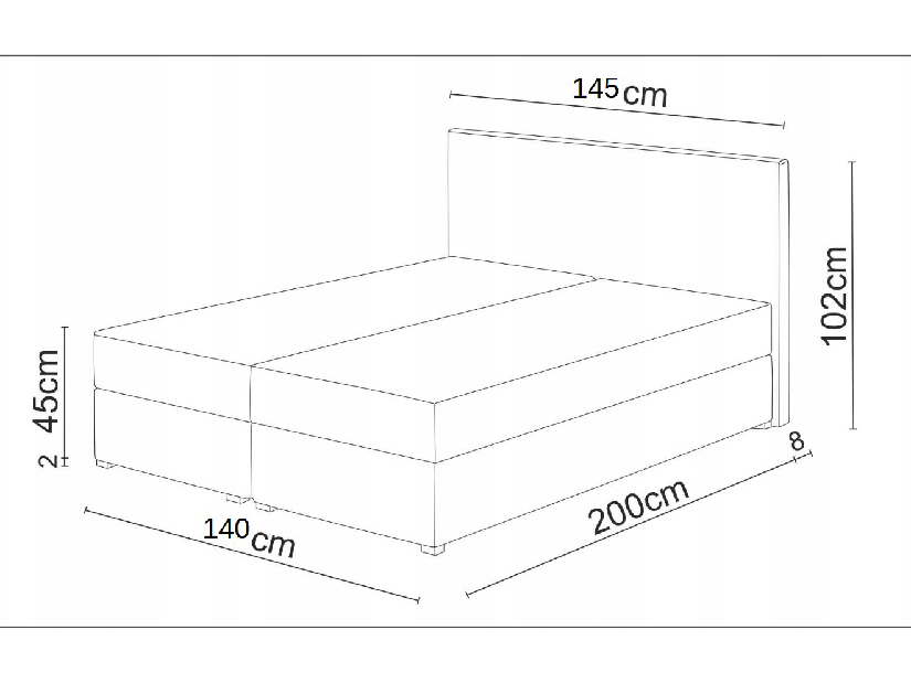 Kontinentální postel 140 cm Karen Comfort (černá) (s matrací a úložným prostorem)
