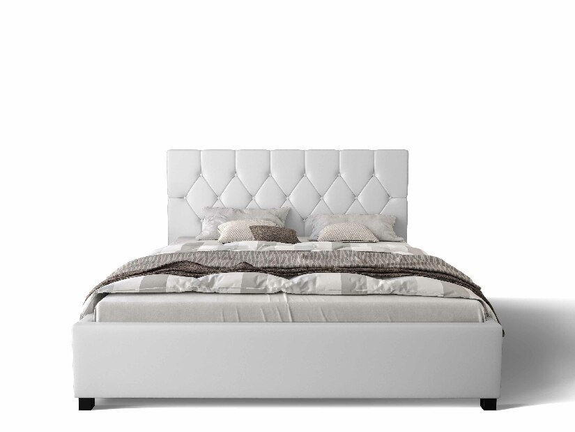 Manželská postel 160 cm Sylvie (bílá) (s roštem a úložným prostorem)