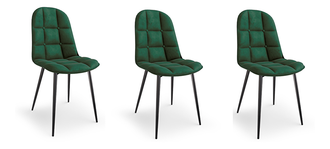 Set 3 ks jídelních židlí Davant (tmavě zelená) *výprodej