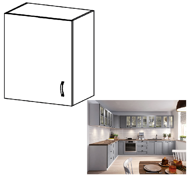 Horní kuchyňská skříňka G601F Lanaya (bílá + šedá matná) (L)