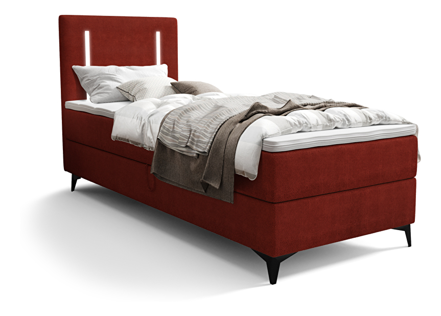 Jednolůžková postel 80 cm Ortega Bonell (červená) (s roštem, s úl. prostorem) (s LED osvětlením)