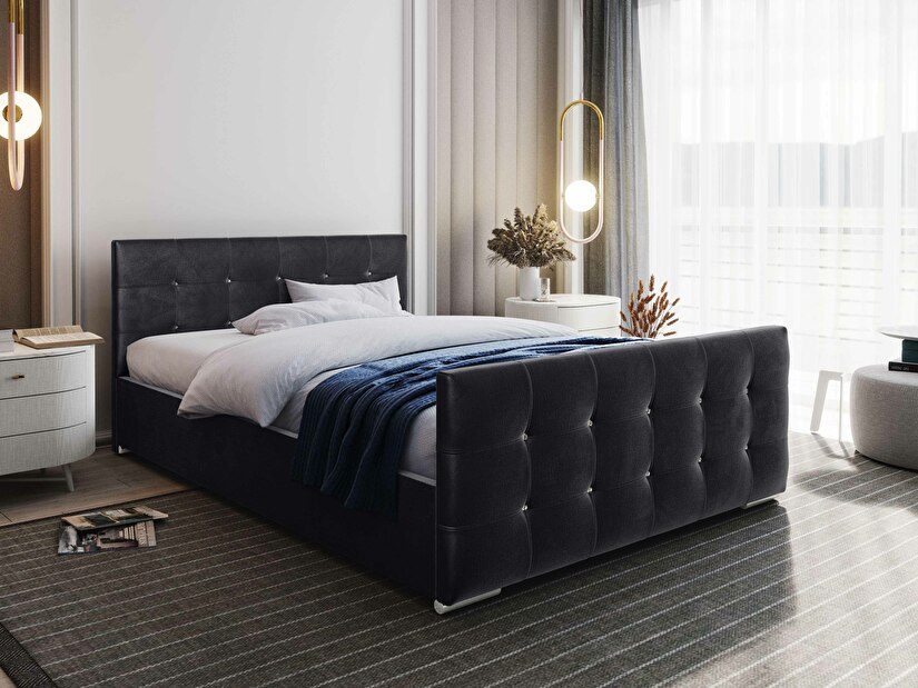Manželská postel 180 cm Darrin (černá) (s roštem a úložným prostorem)