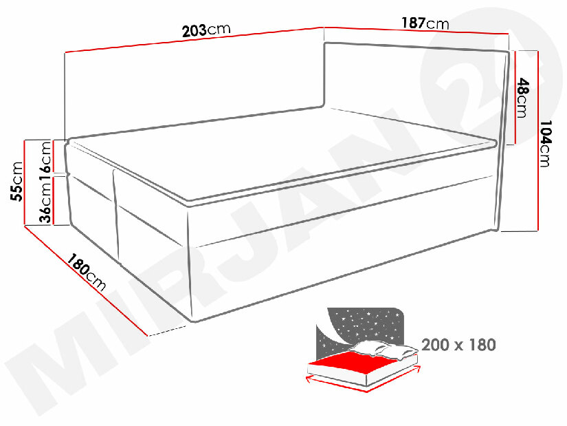 Manželská postel 180 cm Tosano (s roštem a matraci) *výprodej
