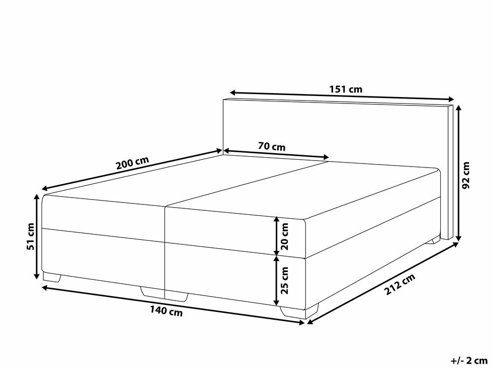 Kontinentální postel 140 cm PREMIER (s matracemi) (bílá)