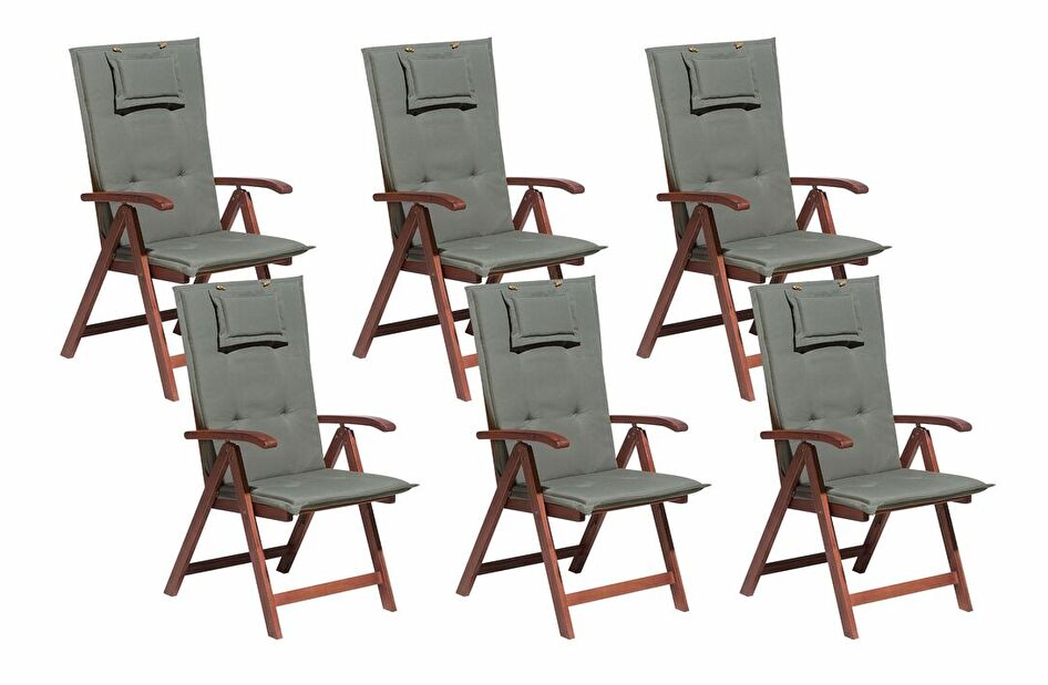 Set 6 ks. zahradních židlí TRATORIA (tmavě červená + šedá)