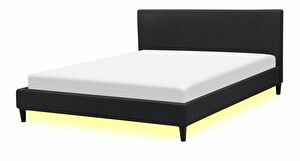 Manželská postel 160 cm FUTTI (s roštem a LED osvětlením) (černá)