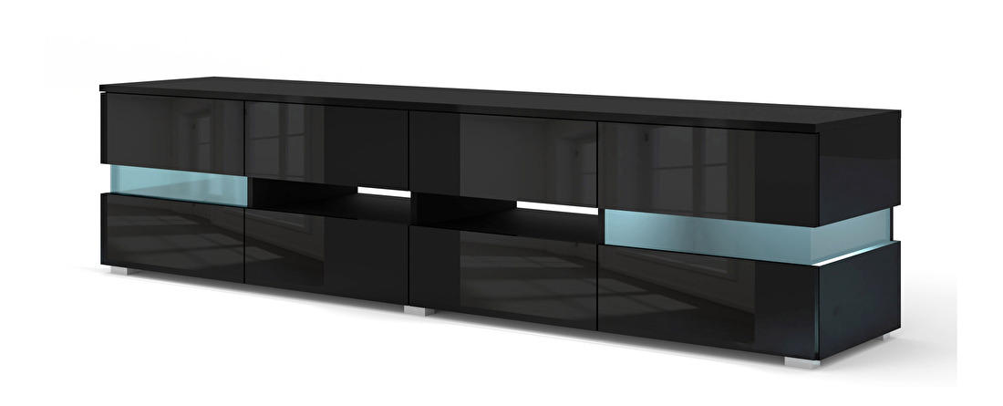 TV stolek/skříňka Vaimo (matná černá + lesklá černá) (s osvětlením)