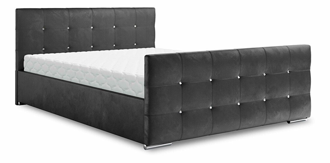 Manželská postel 160 cm Darrin (tmavě šedá) (s roštem a úložným prostorem)