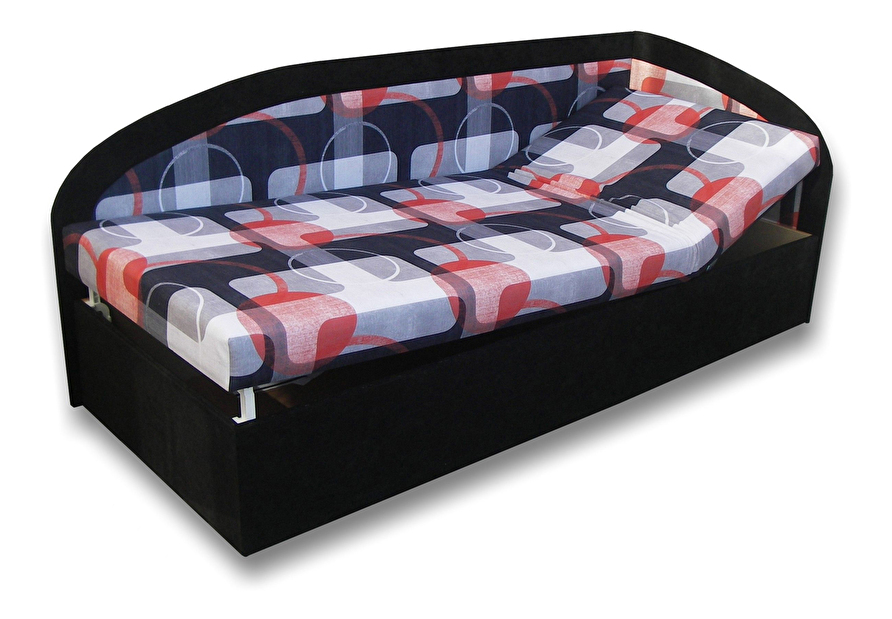 Jednolůžková postel (válenda) 90 cm Kamila (Černá 39 + Mimi 21) (P) *výprodej