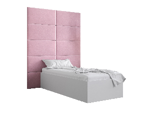 Jednolůžková postel s čalouněným čelem 90 cm Brittany 1 (bílá matná + růžová) (s roštem)