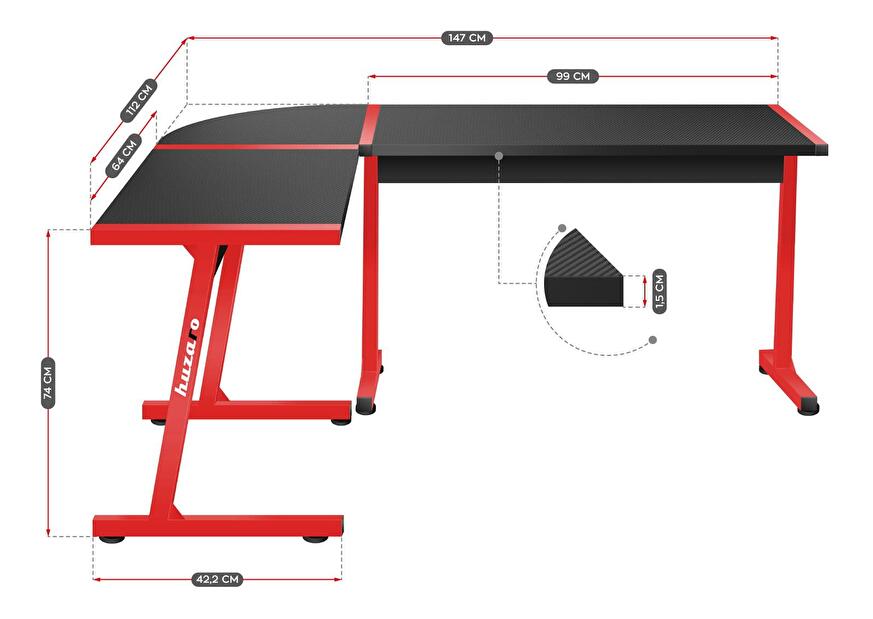 Rohový PC stolek Hyperion 6.0 (černá + červená)