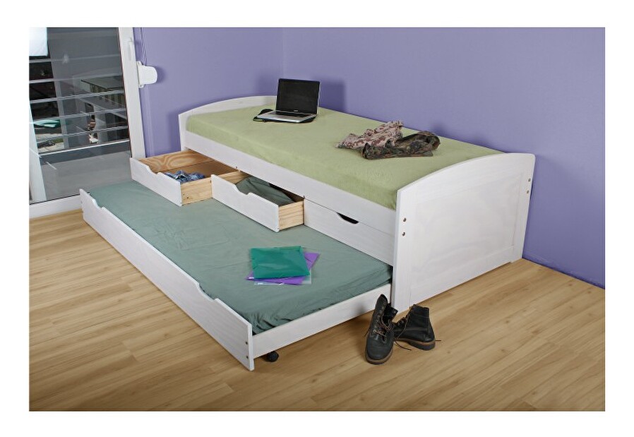 Rozkládací postel 90 cm Marinella (s roštem) (bílá) *výprodej