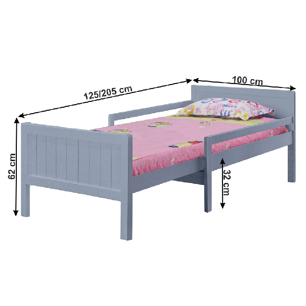 Jednolůžková postel 90 cm Elunna (šedá) (s roštem)