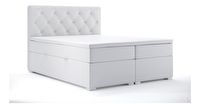 Manželská postel Boxspring 140 cm Ronda (bílá ekokůže) (s úložným prostorem)