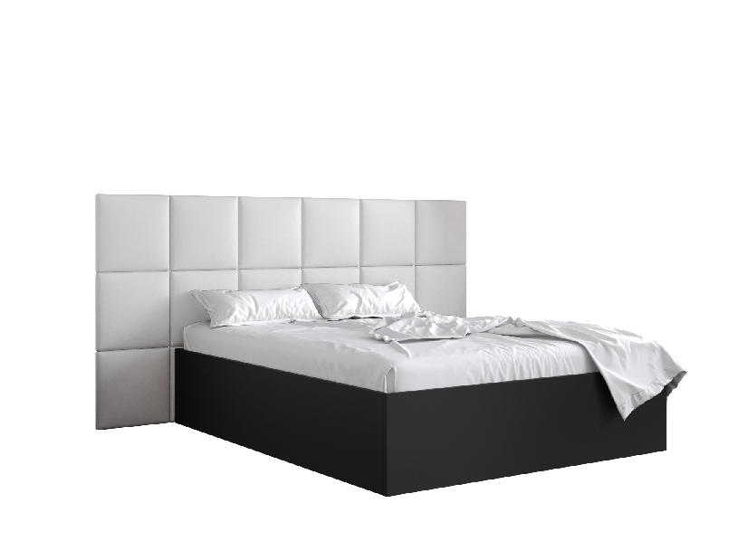 Manželská postel s čalouněným čelem 160 cm Brittany 4 (černá matná + bílá) (s roštem)