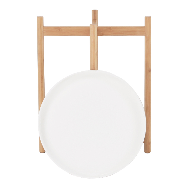 Príručný stolík Birdie Blye (bílá + přírodní bambus)