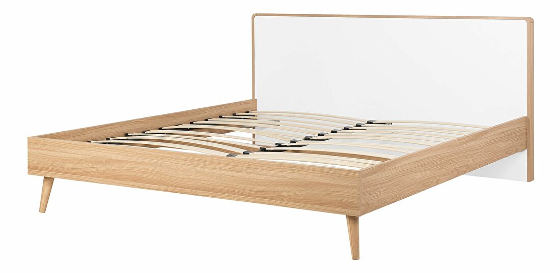 Manželská postel 180 cm SERVI (s roštem) (světlé dřevo)