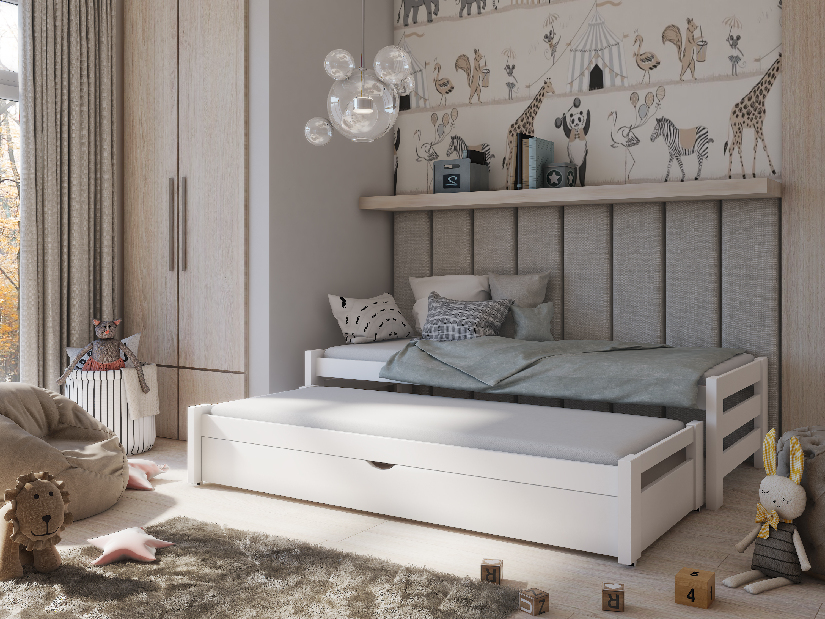 Dětská postel 90 cm ANISSA (s roštem a úl. prostorem) (bílá)