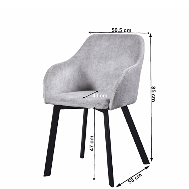 Set 3 ks. jídelních židlí Talira (světle šedá + černá) *výprodej