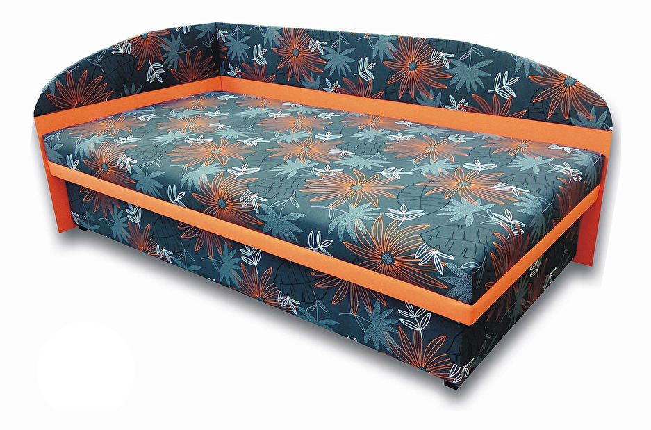 Jednolůžková postel (válenda) 100 cm Suzanna (Oranžová X104 + Valeriana vol 830) (L)