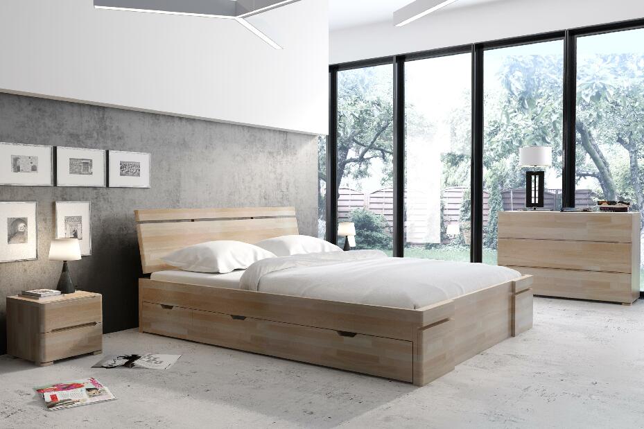 Manželská postel 140 cm Naturlig Bavergen Maxi DR (buk) (s roštem a úl. prostorem)