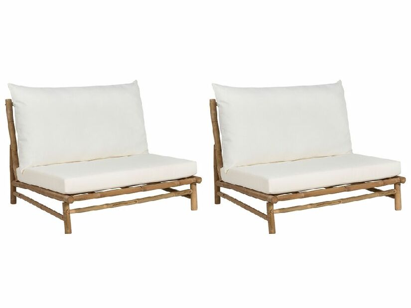  Set 2 ks zahradních židlí Theta (světlé dřevo + bílá)