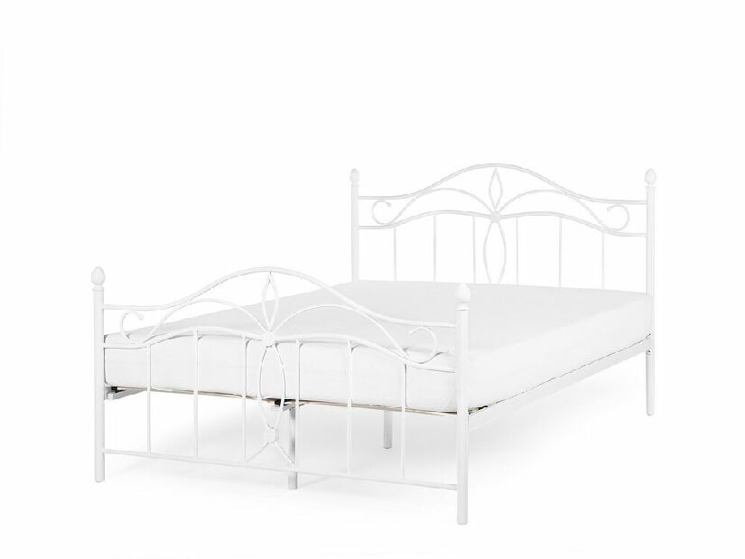 Manželská postel 160 cm ANTALIA (s roštem) (bílá)