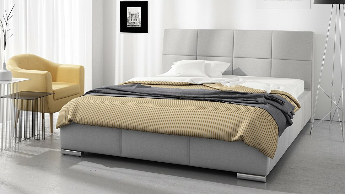 Manželská postel 140 cm Carbonara (s roštem) (světle šedá) *výprodej