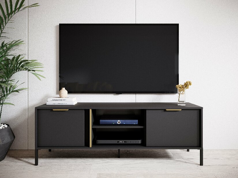 TV stolek/skříňka Lyran 2D (antracit + zlatá)