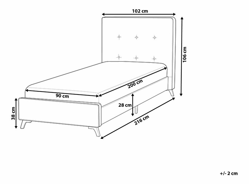 Jednolůžková postel 90 cm AMBRE (s roštem) (černá)