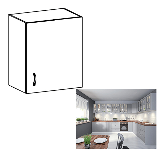 Horní kuchyňská skříňka G601F Lanaya (bílá + šedá matná) (P)