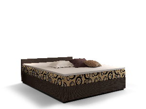 Manželská postel Boxspring 160 cm Ceren (vzor + tmavě hnědá) (s matrací a úložným prostorem)