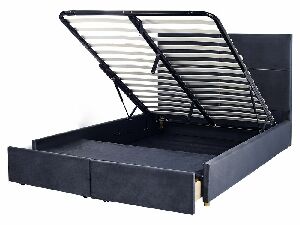 Manželská postel 160 cm Vissarion (černá) (s roštem a úložným prostorem)