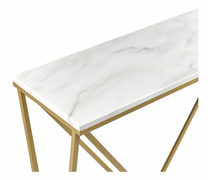 Konzolový stolek Hazie (bílá + zlatá)