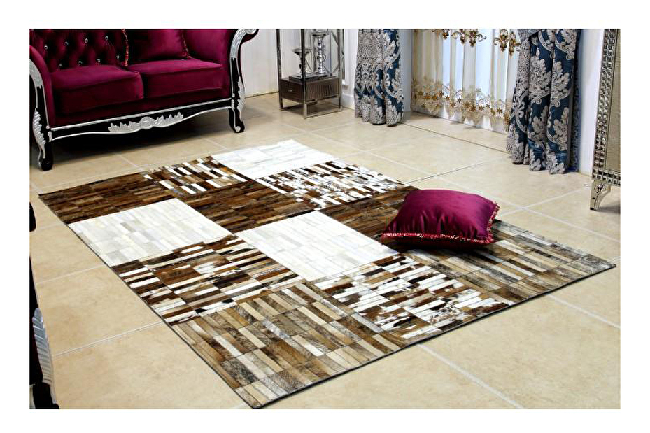 Kožený koberec 69x140 cm Korlug TYP 04 (hovězí kůže + vzor patchwork) *výprodej