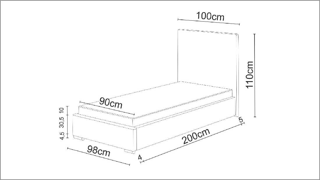 Jednolůžková postel 90 cm Foxxie 1 (černá)
