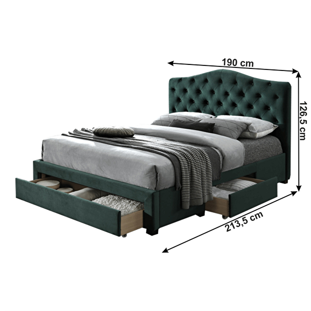 Manželská postel 180 cm Kelpea (s roštem) (smaragdová) *výprodej