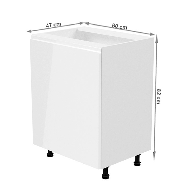 Dolní kuchyňská skříňka D601F Aurellia (bílá + lesk bílý) (L)