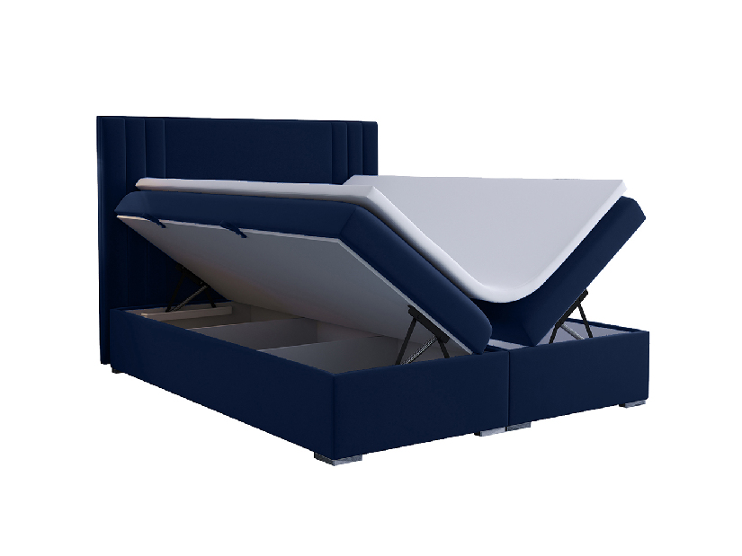Kontinentální postel 160 cm Morcano (tmavě modrá) (s úložným prostorem)