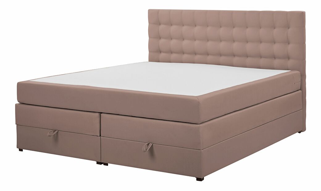 Kontinentální postel 160 cm MAGNEZ (hnědá) (s matrací a úložným prostorem)