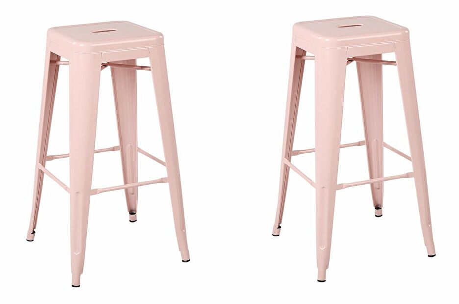 Set 2 ks barových židlí 76 cm Chloe (růžová)