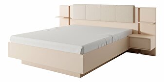 Manželská postel 160 cm s nočními stolky  Danton K (s úložným prostorem) (bez matrace a roštu) (béžová)