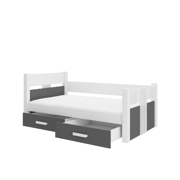 Dětská postel 200x90 cm s materacom Buppi (antracit)