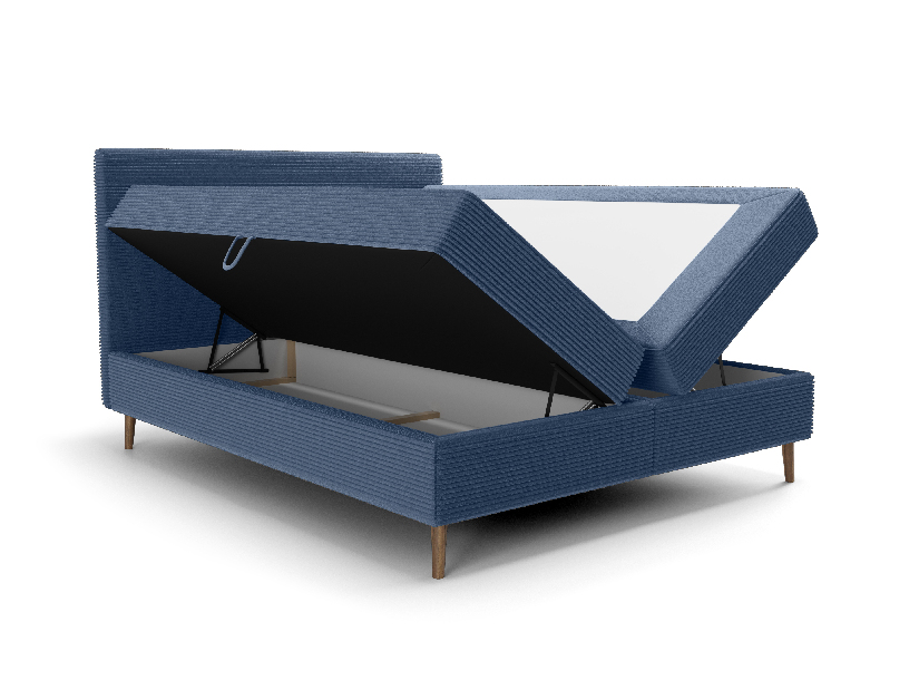 Manželská postel 140 cm Napoli Comfort (modrá) (s roštem, s úl. prostorem)